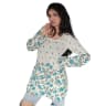 Women's White & Blue Floral Cotton Short Kurti | Printed Casual Ethnic Top | Evorece