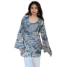 Women's Blue Cotton Printed Kurti with Bell Sleeves | Casual Ethnic Top | Evorece