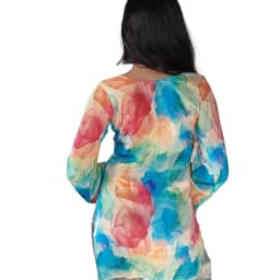 Women's Multicolor Abstract Muslin Top with Slit Sleeves | Printed Casual Top | Evorece - view 4