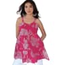Women's Pink Floral Flared Cotton Peplum Top | Sleeveless Summer Top | Evorece