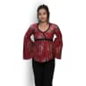 Women's Maroon Floral Cotton Peplum Top with Bell Sleeves | Evorece