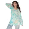 Women's Aqua Blue Floral Rayon Short Kurti | Printed Casual Top | Evorece
