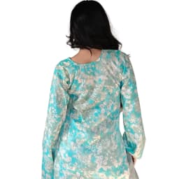 Women's Aqua Blue Floral Rayon Short Kurti | Printed Casual Top | Evorece - view 4