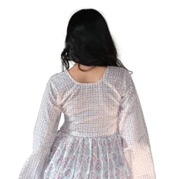 Women's Blush Pink Cotton Flared Peplum Short Kurti with V-Neck | Evorece - view 4