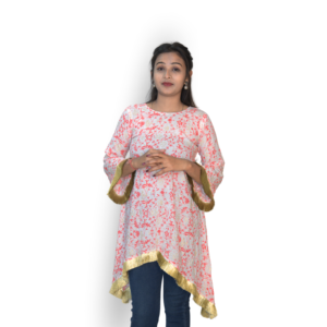 white printed short kurti