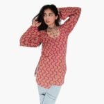 Maroon Printed Short Kurti