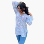 Blue Printed Short Kurti